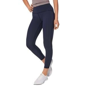 EUC Lululemon Women 2‎ Train Times 7/8 Pant Midnight Navy Blue Solid Color Mesh